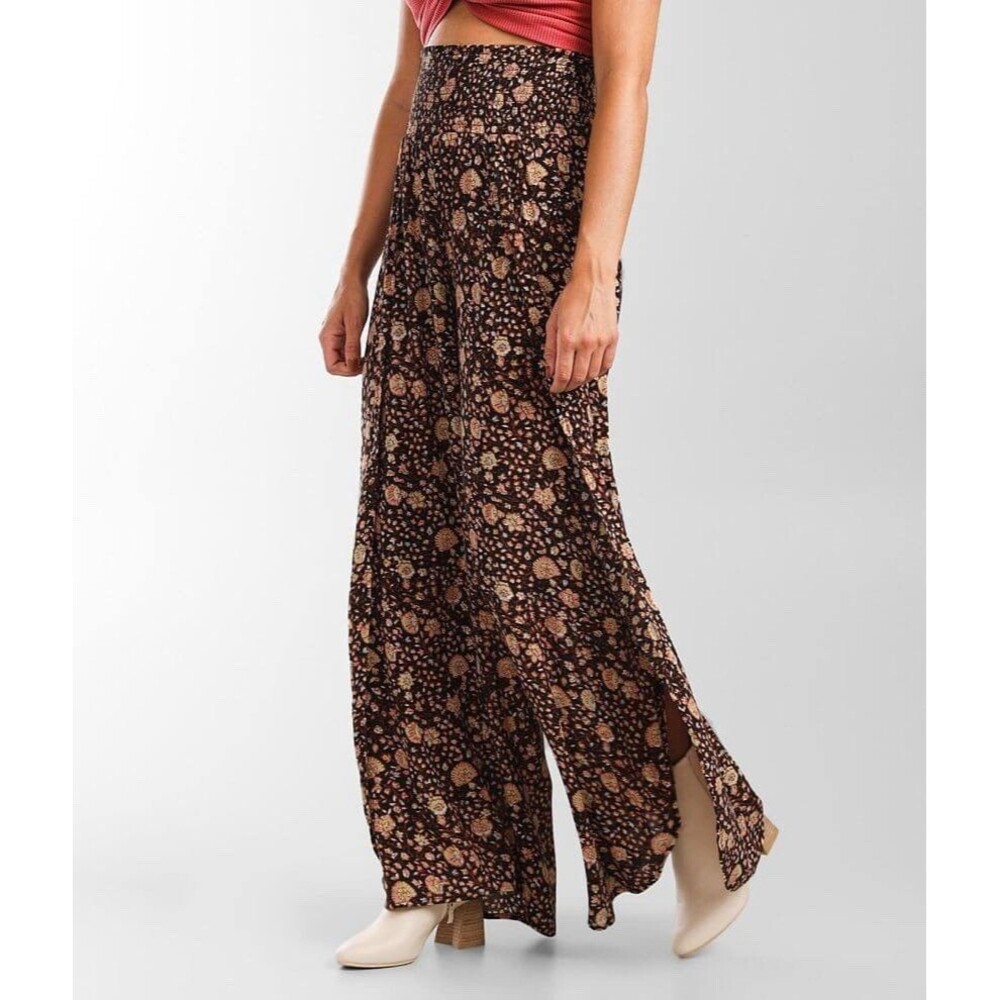 Billabong Wandering Soul 2 Flyaway Split Wide Leg Pants Floral Size L Smocked